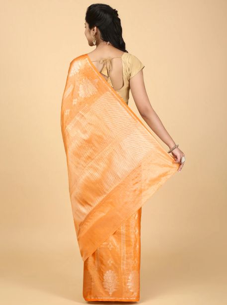 Women Semi Silk Saree Orange